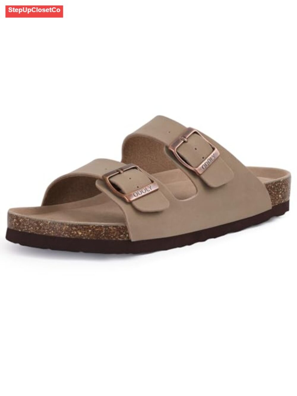 Cork Footbed Slide Sandals with Arch Support & Adjustable Buckle